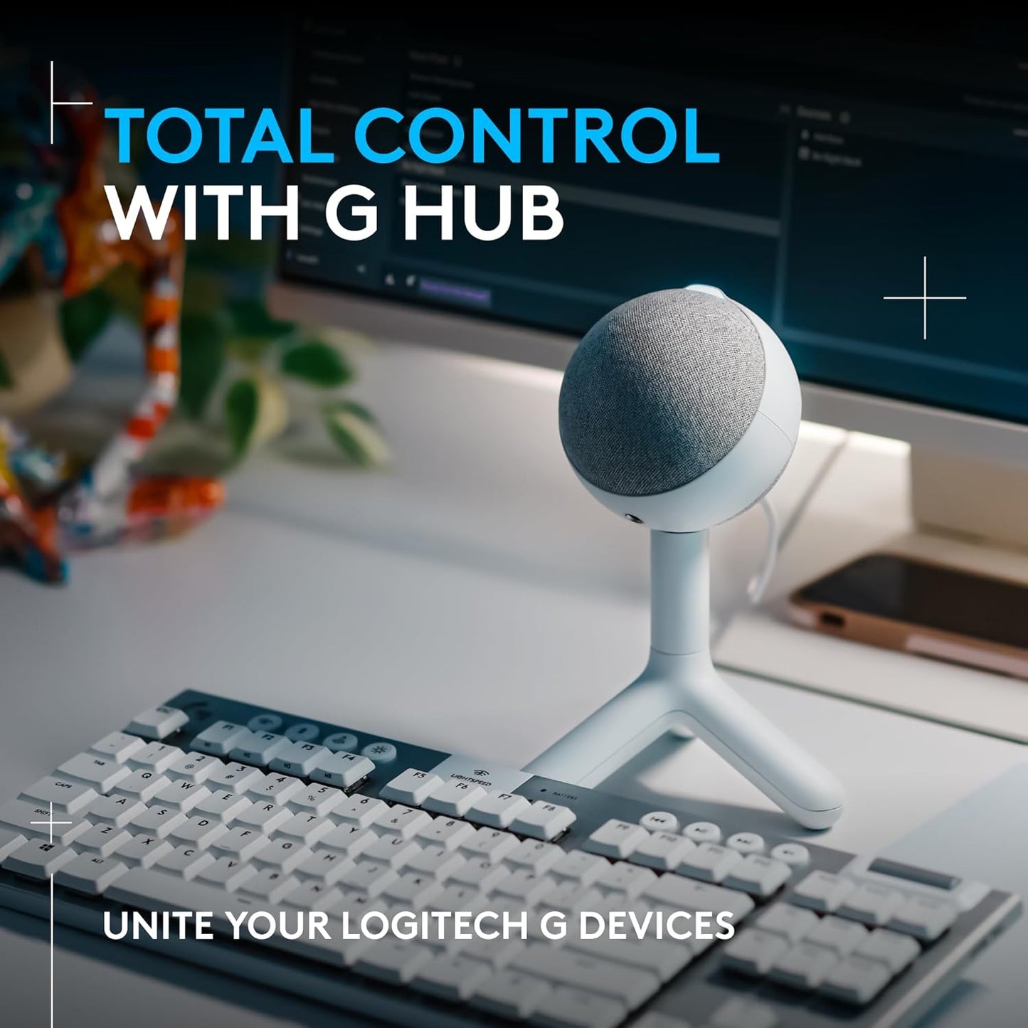 Logitech G Yeti Orb Condenser RGB Gaming Mic with LIGHTSYNC, USB Mic for Streaming, Cardioid for PC/Mac - Off White