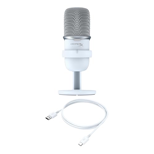 HyperX SoloCast 2 – Gaming USB Condenser Mic for PC, USB-C to USB-A, Built-in Pop Filter, Internal Shock Mount, Plug and Play, 24-bit / 96kHz, Compact Tiltable Stand – Black