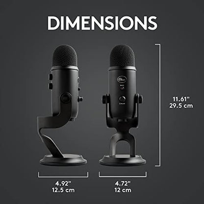 Logitech Creators Blue Yeti USB Microphone for Gaming, Streaming, Podcast, YouTube, Discord, PC, Studio Sound, Plug & Play-Midnight Blue