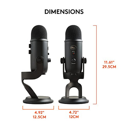 Logitech Creators Blue Yeti USB Microphone for Gaming, Streaming, Podcast, YouTube, Discord, PC, Studio Sound, Plug & Play-Midnight Blue