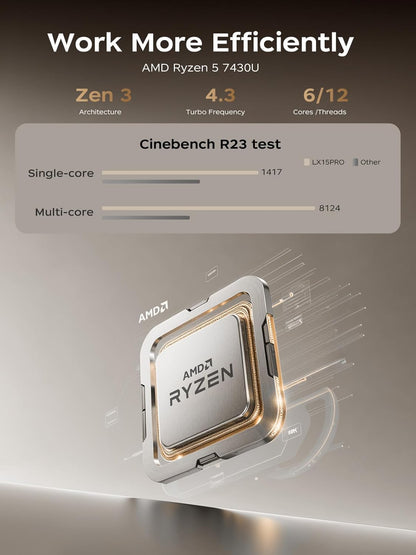 Laptop, 2026 Laptop, ΑΜD Ryzen 5 7430U (Up to 4.3GHz), 16GB RAM 512GB NVMe SSD, 15.6-in IPS Laptop Computer WiFi 6, Numeric Keypad, Home Laptops Office Laptops, HDMI Type-C