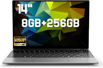 2026 Latest 14'' Laptop Compatible with Windows 11, 8GB RAM 256GB SSD, i3-6100U Processor, 1080P FHD Display, USB3.2 Gen1, Mini-HDMI, WiFi5, Bluetooth5, Webcam, TF Card Slot, Lightweight, Silver