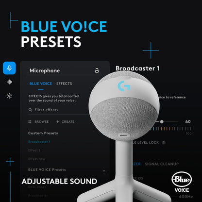 Logitech G Yeti Orb Condenser RGB Gaming Mic with LIGHTSYNC, USB Mic for Streaming, Cardioid for PC/Mac - Off White