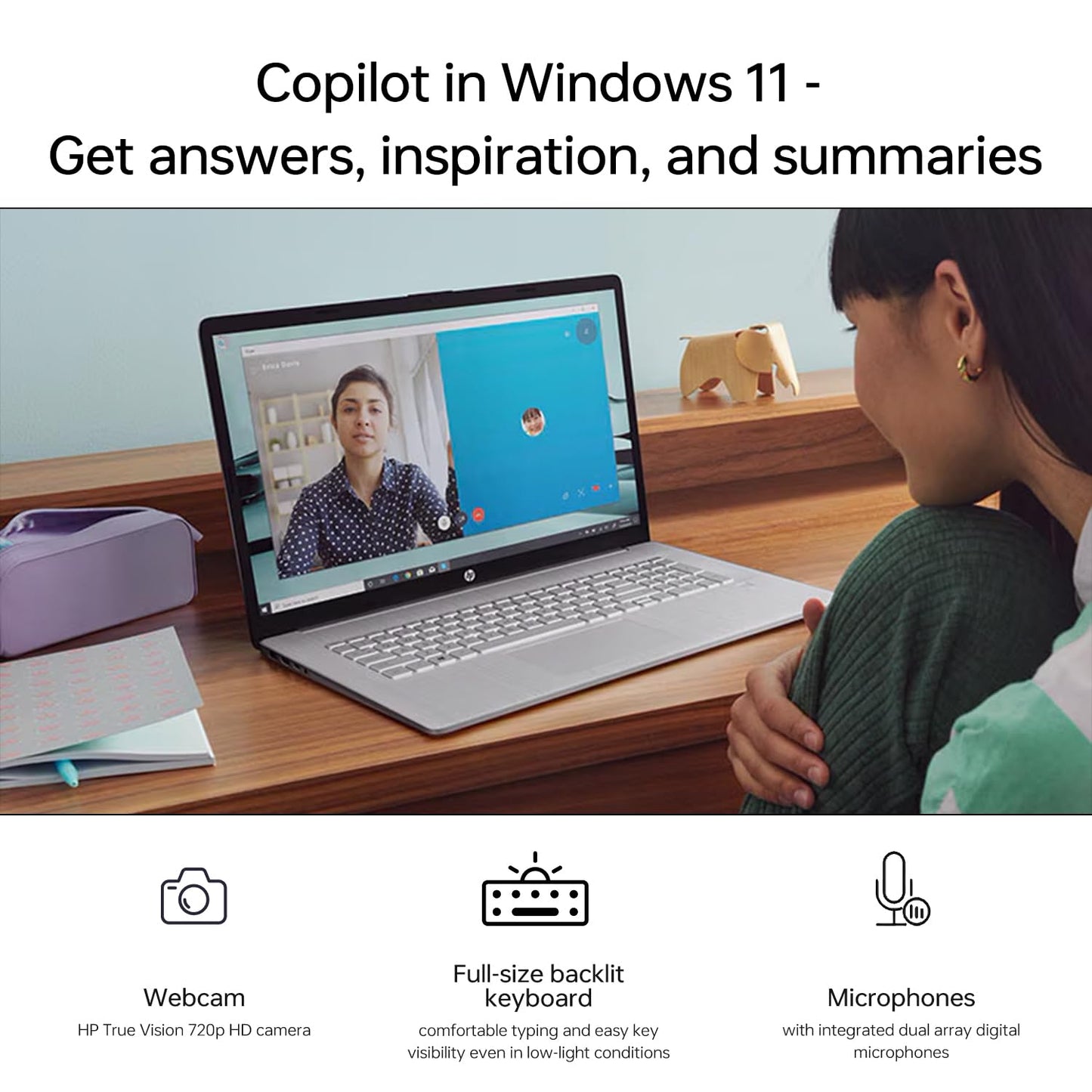 HP Essential 17 Laptop AI PC, 17.3" Touchscreen, Core i7-1355U (10 Cores, up to 5GHz Max Turbo), 16GB RAM, 1TB SSD, Backlit KB, FP Reader, Wi-Fi 6, Win11 Home, Rose Gold, Bundle with PCO Laptop Cooler