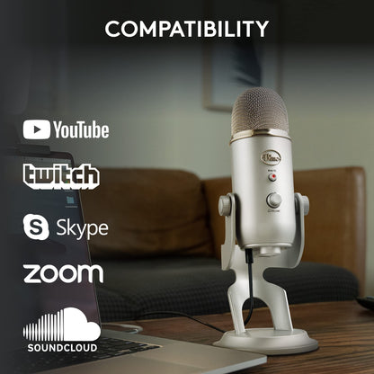 Logitech Creators Blue Yeti USB Microphone for Gaming, Streaming, Podcast, YouTube, Discord, PC, Studio Sound, Plug & Play-Midnight Blue