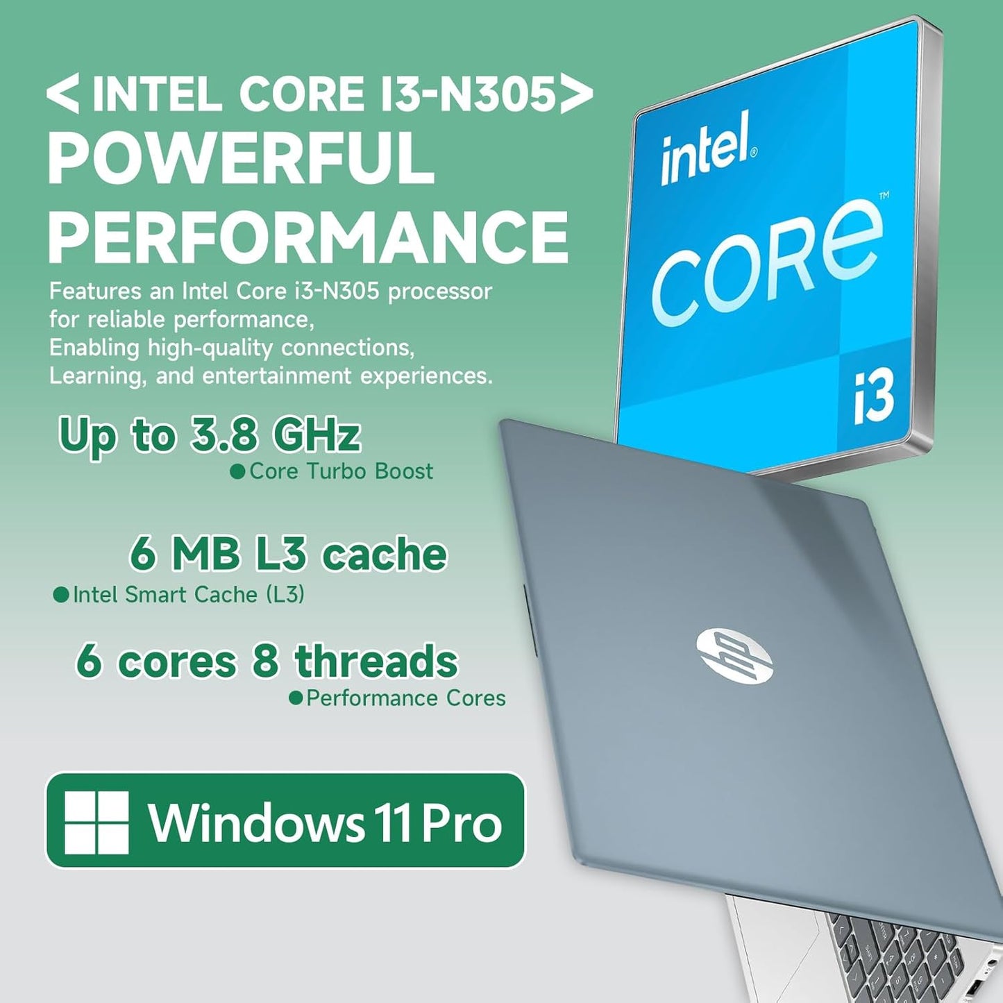 HP 15.6 Touchscreen Laptop Computer - 16GB RAM, 512GB SSD, Windows 11 Pro, FHD Anti-Glare, Intel Core i3-N305, Intel UHD Graphics, Copilot AI, Long Battery Life, Business Laptop for Work & Students