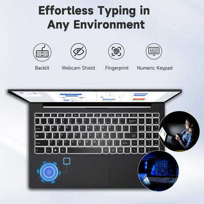 NIMO 15.6" IPS FHD Student Laptop, Intel 6-Core i3-1215U, 16GB RAM, 512GB SSD (Beats R5 7520U, Up to 4.4GHz), Two-Year Warranty, Backlit Keyboard, Fingerprint, Wi-Fi 6, for Home & Business