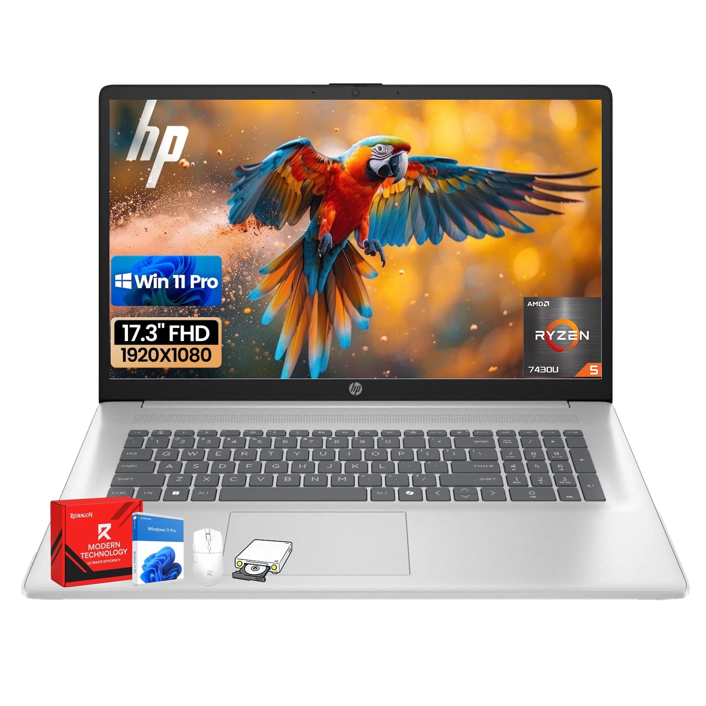 HP Flagship 17 Laptop Computer - AMD Ryzen 5, AMD Radeon Graphics, 17.3 FHD IPS Anti-Glare, Wi-Fi6 & BT 5.4, Fast Charge, Win 11 Pro Laptop for Business & Student, w/Redragon Kit, 16GB RAM, 1TB SSD