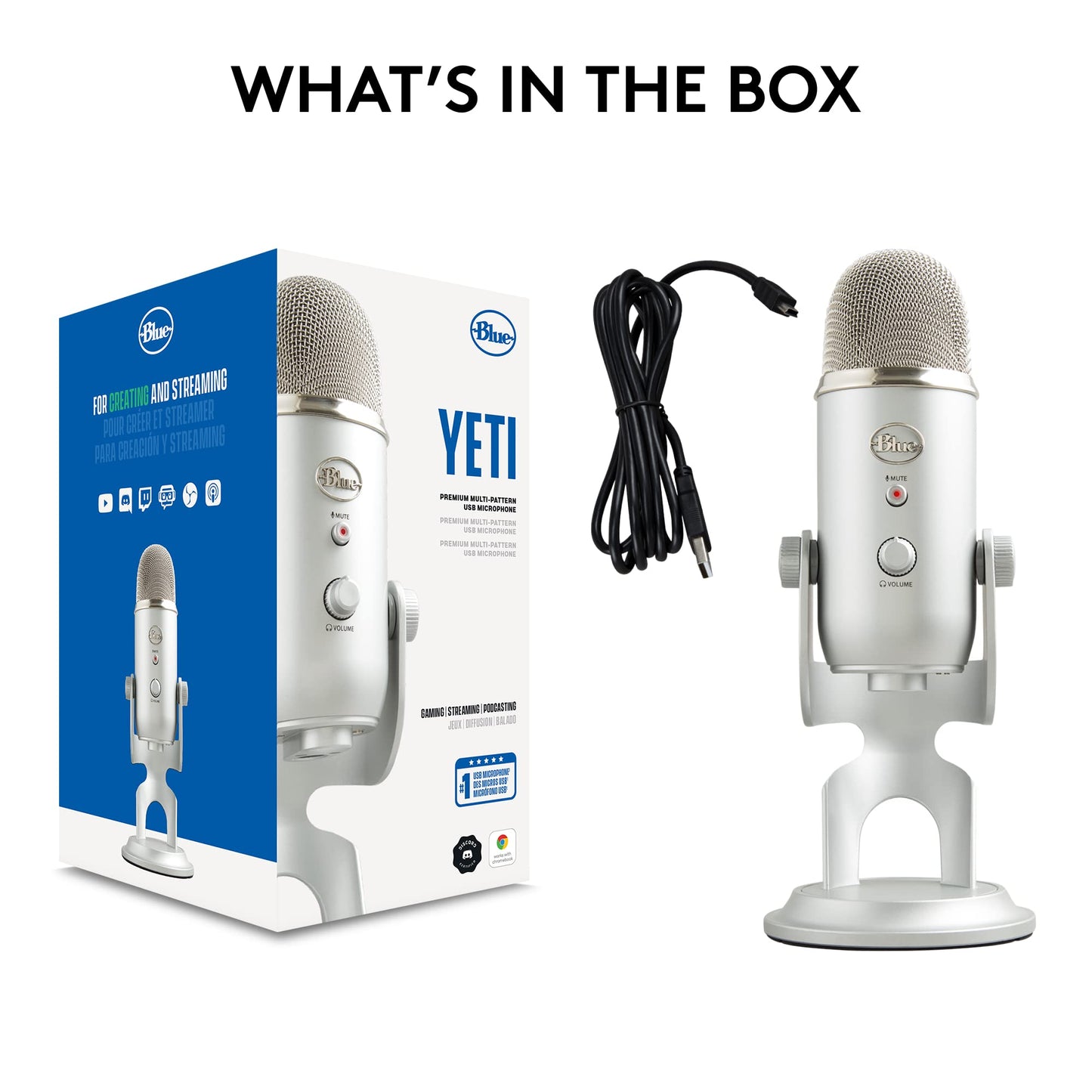 Logitech Creators Blue Yeti USB Microphone for Gaming, Streaming, Podcast, YouTube, Discord, PC, Studio Sound, Plug & Play-Midnight Blue