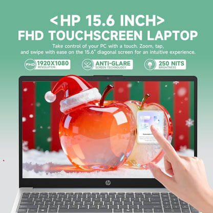 HP 15.6 Touchscreen Laptop Computer - 16GB RAM, 512GB SSD, Windows 11 Pro, FHD Anti-Glare, Intel Core i3-N305, Intel UHD Graphics, Copilot AI, Long Battery Life, Business Laptop for Work & Students