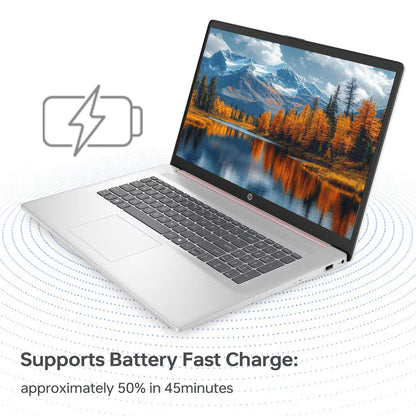 HP Essential 17 Laptop AI PC, 17.3" Touchscreen, Core i7-1355U (10 Cores, up to 5GHz Max Turbo), 16GB RAM, 1TB SSD, Backlit KB, FP Reader, Wi-Fi 6, Win11 Home, Rose Gold, Bundle with PCO Laptop Cooler