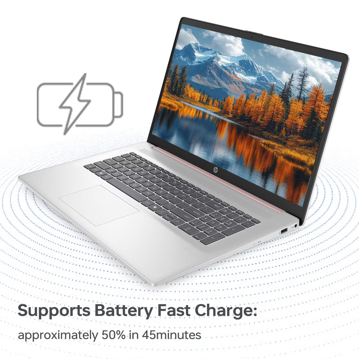 HP Essential 17 Laptop AI PC, 17.3" Touchscreen, Core i7-1355U (10 Cores, up to 5GHz Max Turbo), 16GB RAM, 1TB SSD, Backlit KB, FP Reader, Wi-Fi 6, Win11 Home, Rose Gold, Bundle with PCO Laptop Cooler