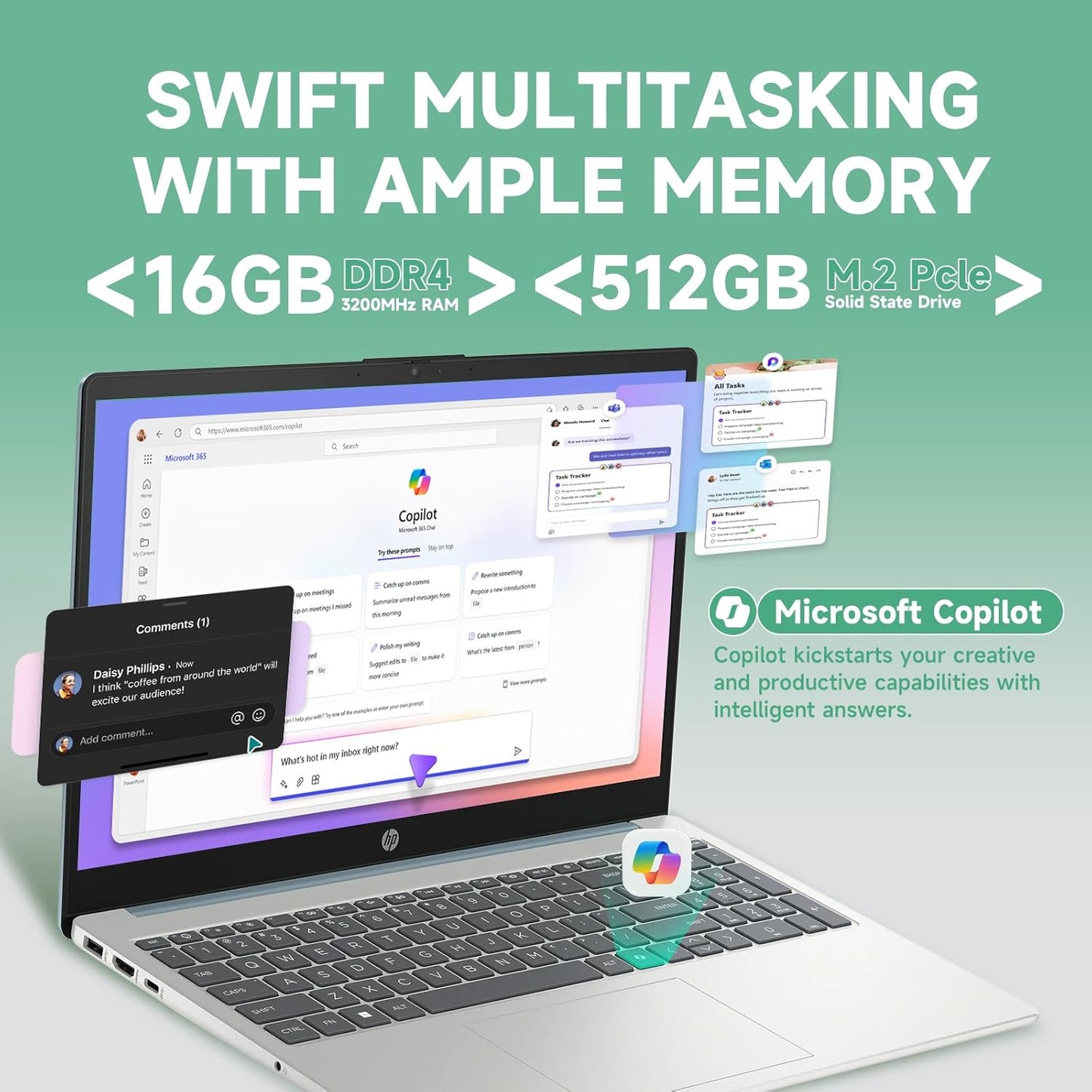 HP 15.6 Touchscreen Laptop Computer - 16GB RAM, 512GB SSD, Windows 11 Pro, FHD Anti-Glare, Intel Core i3-N305, Intel UHD Graphics, Copilot AI, Long Battery Life, Business Laptop for Work & Students