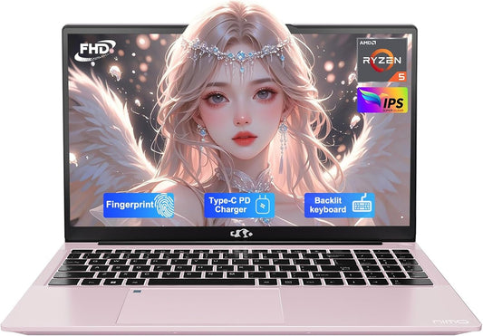 NIMO 15.6'' IPS FHD-Laptop, 8GB RAM 256GB SSD AMD Ryzen 5(Beat i5-1135G7, 4 Cores Up to 3.7GHz) Student Computer with 2 Years Warranty, 65W Type-C, Fingerprint, Backlit Keyboard, BT5.2, Numpad