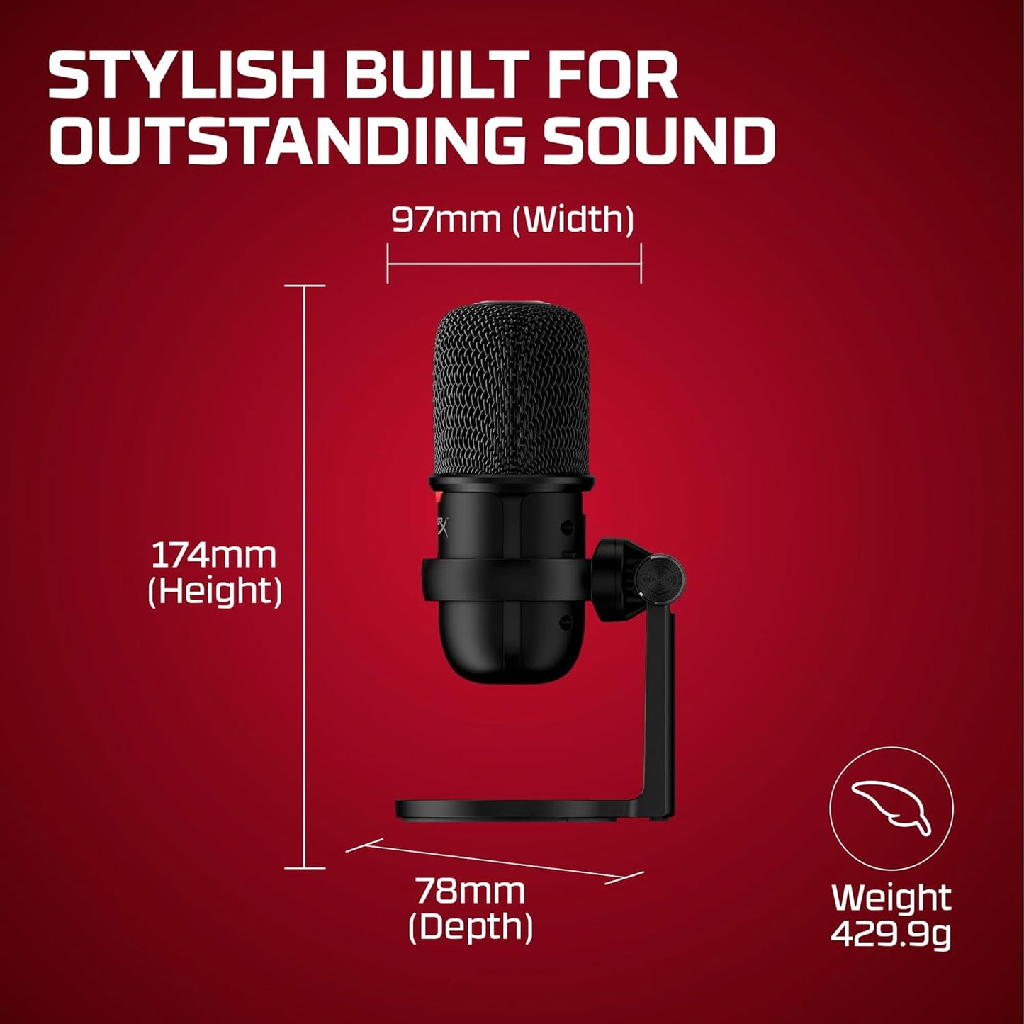 HyperX SoloCast USB Condenser Microphone Tap-to-Mute Sensor Card for Gaming Streaming Podcasts Twitch YouTube Discord - Black (Renewed)