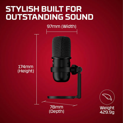 HyperX SoloCast USB Condenser Microphone Tap-to-Mute Sensor Card for Gaming Streaming Podcasts Twitch YouTube Discord - Black (Renewed)