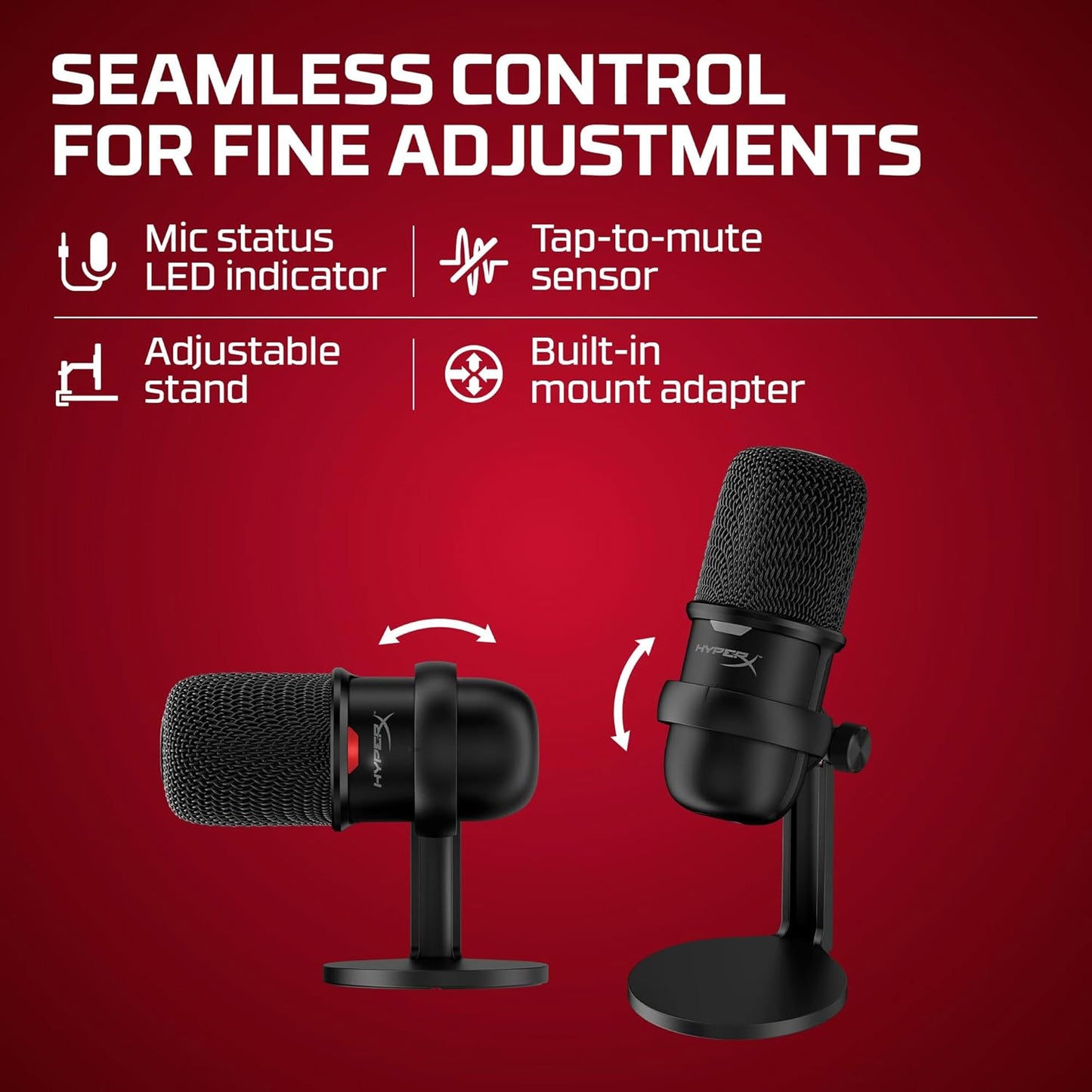 HyperX SoloCast USB Condenser Microphone Tap-to-Mute Sensor Card for Gaming Streaming Podcasts Twitch YouTube Discord - Black (Renewed)